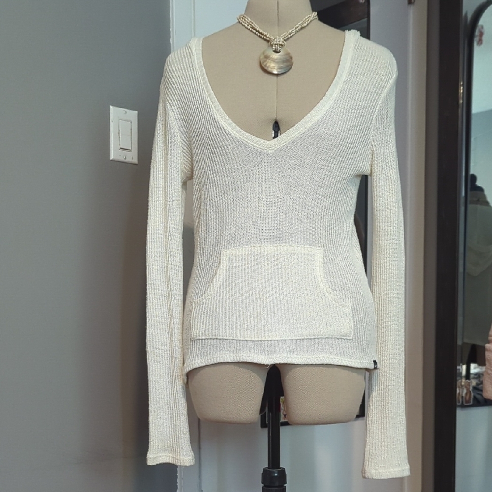 Elegant Cream V-Neck Women's Sweater